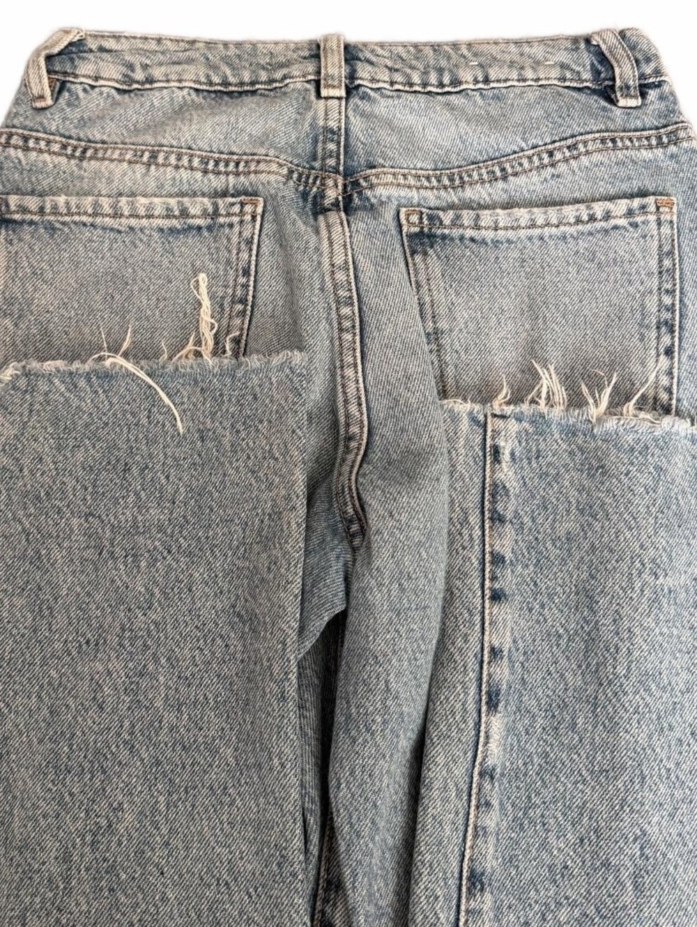 Garage Denim 90s Straight Jeans Size 00/23 Light Wash Distressed Ripped Wide Leg